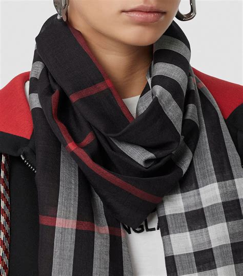 burberry check silk scarf